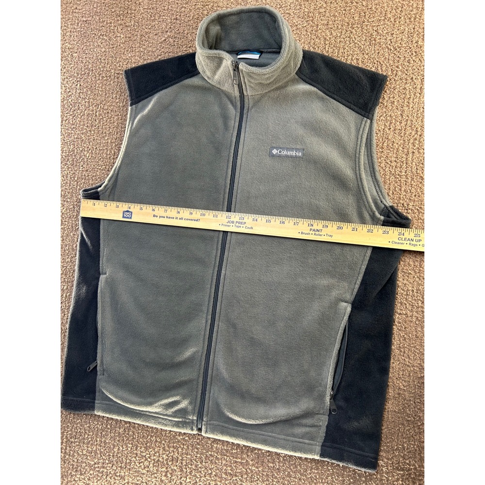 Columbia Mens Gray Black Fleece Full Zip Vest AM1535 Large Hiking Outdoor - Picture 7 of 7